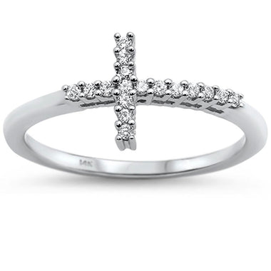 Diamond Studded T Cross Ring (.11cttw)