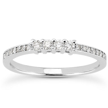 Round and Pave Diamond Ring Band 1/4 ct