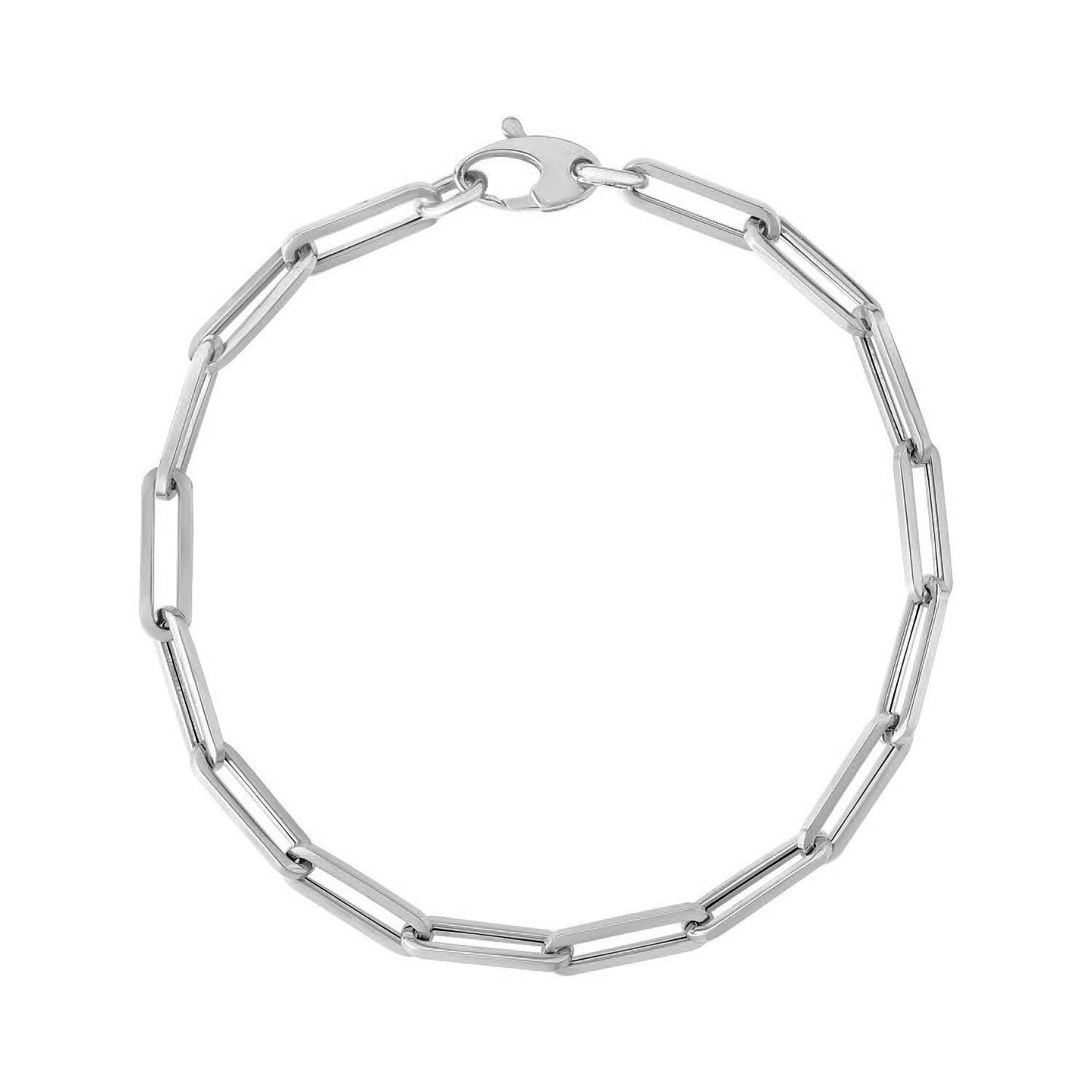 White Gold Bold Paperclip Chain Bracelet