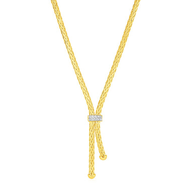 Woven Rope Lariat Necklace in 14k Solid Yellow Gold