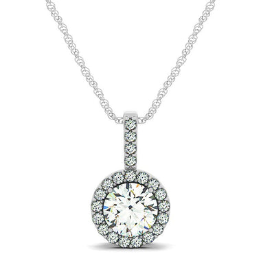 Diamond Round Halo Pendant Necklace 