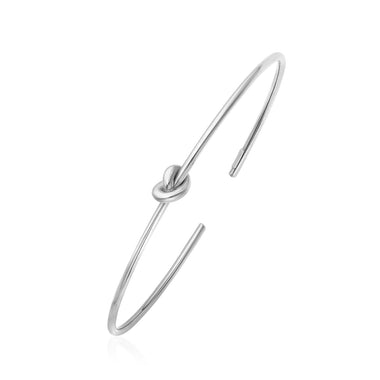 Knot Hinge Open Cuff Bangle in 14k White Gold
